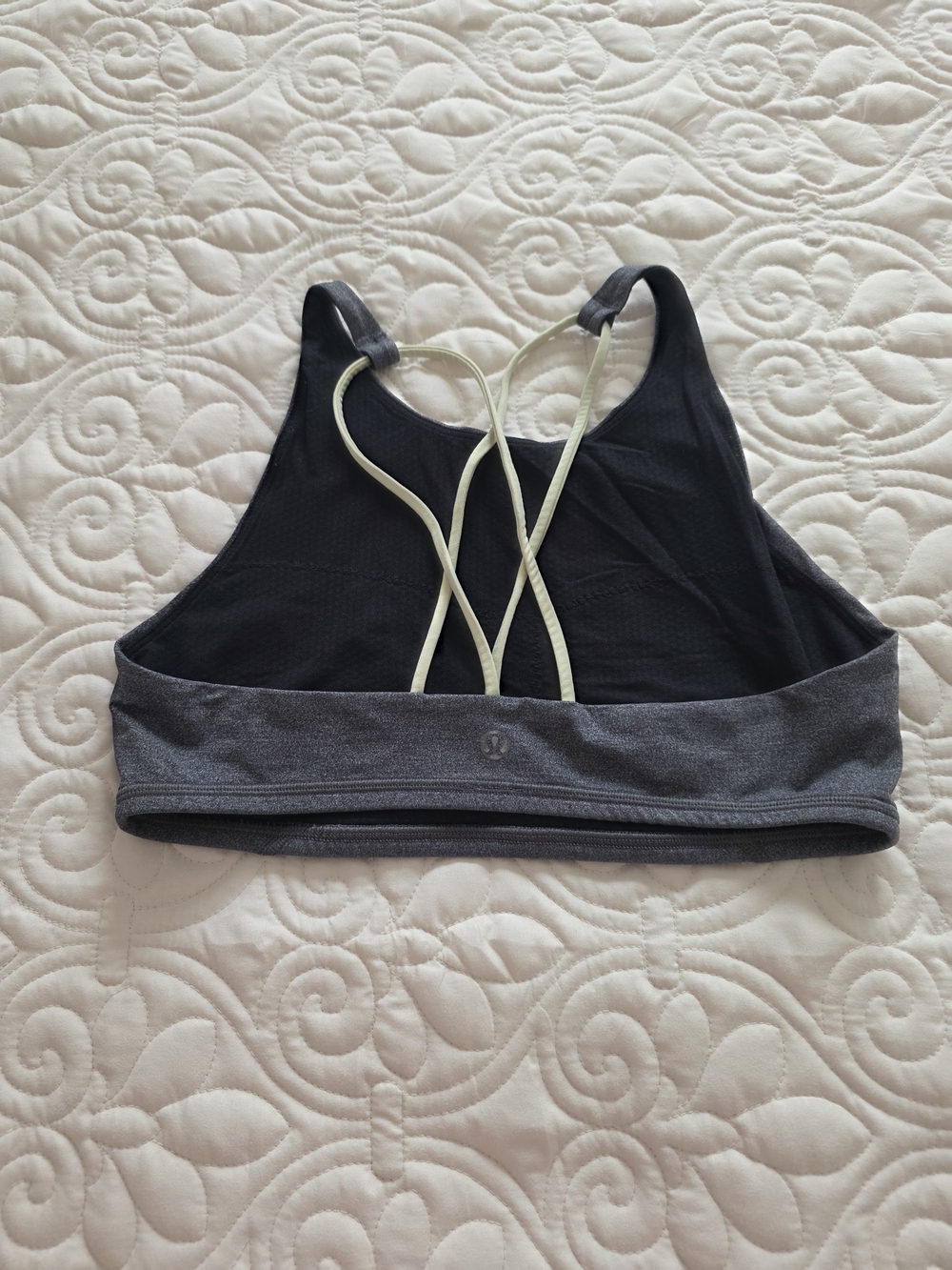 lululemon athletica Black & Gray Sports Bra with Lime Strappy Back